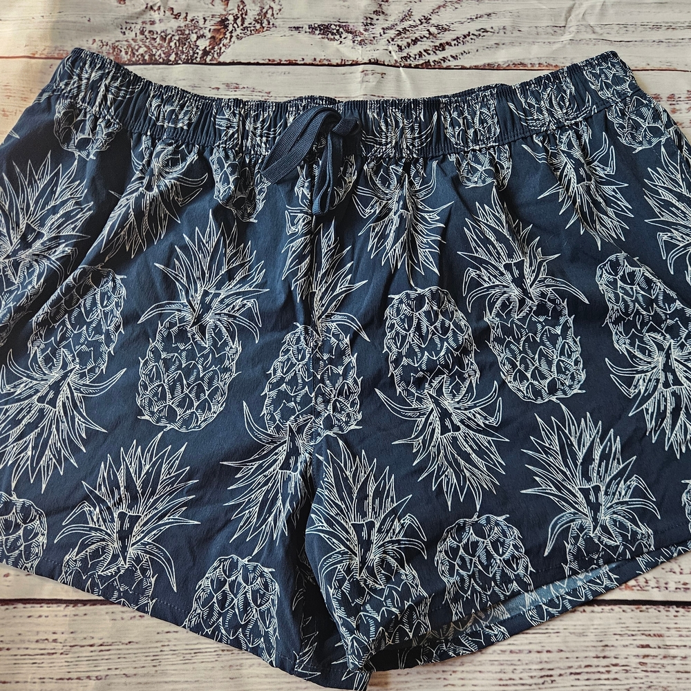 Lauren James Women’s Pineapple Print Lounge Sleep Shorts Blue Size Large